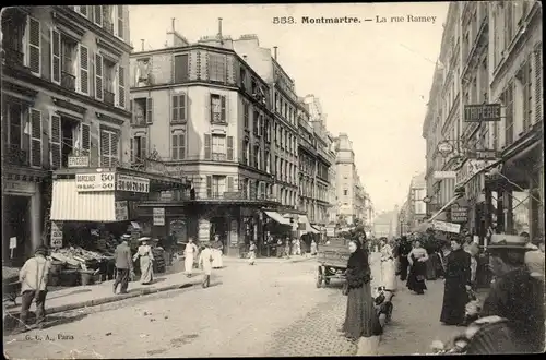 Ak Paris XVIII. Arrondissement Buttes-Montmartre, La Rue Ramey