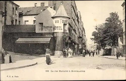 Ak Paris XVIII. Arrondissement Buttes-Montmartre, La Rue Marcadet