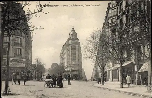 Ak Paris XVIII. Arrondissement Buttes-Montmartre, Rue Caulaincourt, Coin Lamarck
