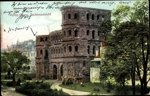 Ak Trier an der Mosel, Porta Nigra, Seitenansicht