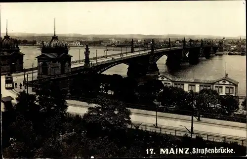 Ak Mainz am Rhein, Straßenbrücke