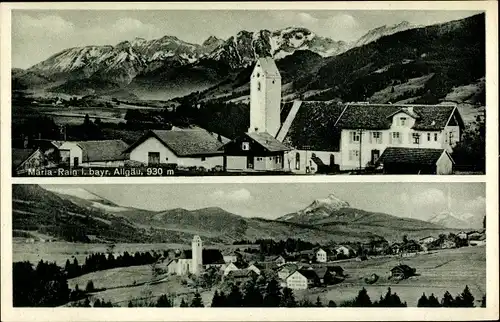 Ak Maria Rain Oy Mittelberg, Ort mit Umgebung, Kirche, Gebirge