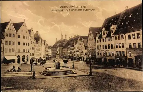 Ak Landsberg am Lech in Oberbayern, Hauptplatz, Herkomerstraße