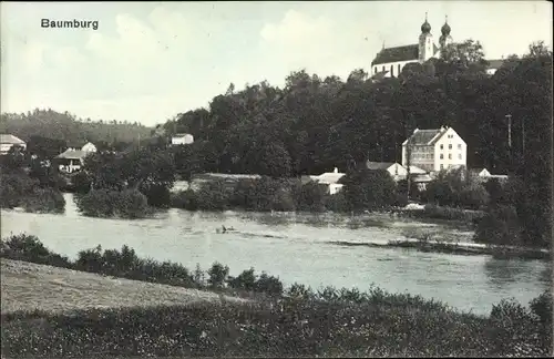 Ak Baumburg Hebertingen, Flusspartie, Kirche, Häuser