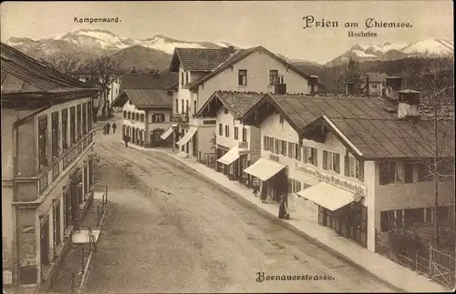 Ak Prien am Chiemsee Oberbayern, Bernauer Straße, Hochries, Kampenwand