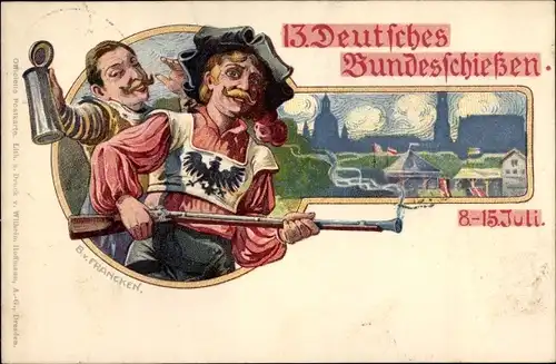 Künstler Litho Francken, B. v., Dresden, 13. Deutsches Bundesschießen