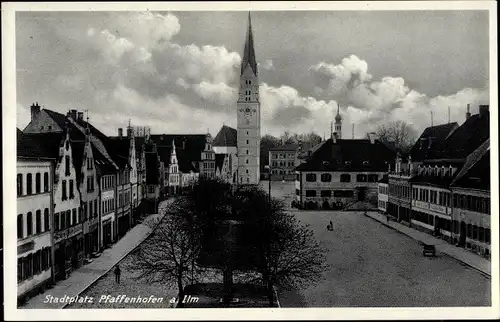 Ak Pfaffenhofen in Württemberg, Stadtplatz, Kirche, Ortsansicht