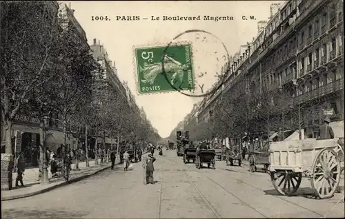 Ak Paris IX. Arrondissement Opéra, Le Boulevard Magenta