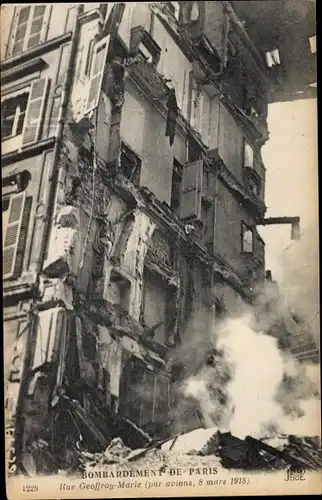 Ak Paris IX. Arrondissement Opéra, Bombardement, Rue Geoffroy Marie, 1918