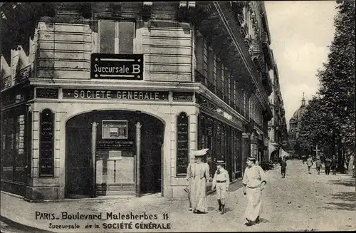 Ak Paris VIII. Arrondissement Élysée, Societe Generale, Boulevard Malesherbes 11