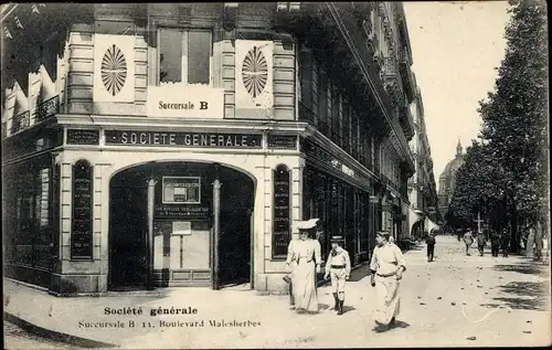 Ak Paris VIII. Arrondissement Élysée, Societe generale, Boulevard Malesherbes