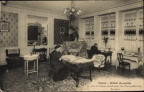 Ak Paris Élysée, Hôtel Avenida, 41 Rue du Colisée, le Salon