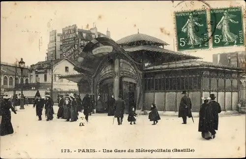 Ak Paris XII. Arrondissement Reuilly, Une Gare du Metropolitain