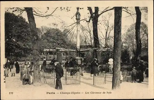Ak Paris VIII., Champs Élysées, les Chevaux de bois, Karussell