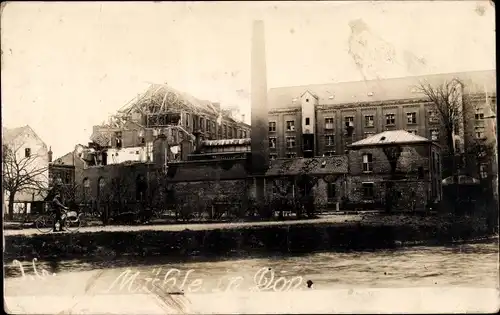 Foto Ak Don Sainghin en Weppes Nord, Moulin, Kriegszerstörungen, I WK