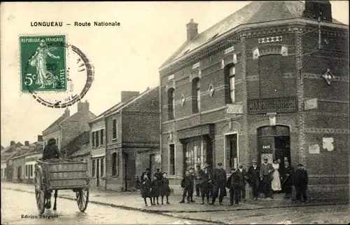 Ak Longueau Somme, Route Nationale, Cafe Poste