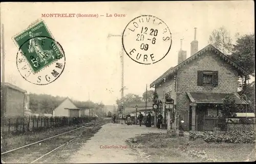 Ak Montrelet Somme, La Gare, Bahnhof, Gleisseite