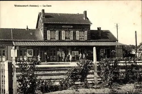 Ak Woincourt Somme, La Gare, Bahnhof, Gleisseite