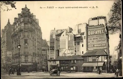 Ak Paris VI., Place Saint Andre des Arts, Reklame, Dufayel