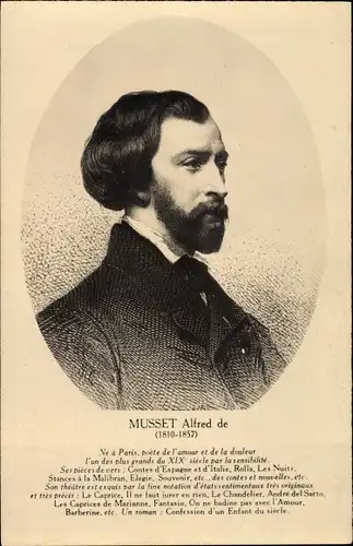 Ak Dichter Alfred de Musset, Portrait