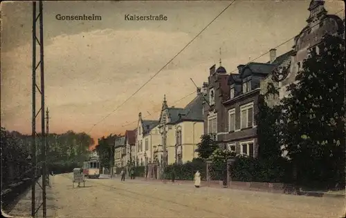 Ak Gonsenheim Mainz Rheinland Pfalz, Kaiserstraße, Straßenbahn