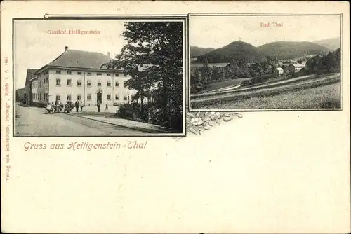 Ak Heiligenstein Thal Bad Thal Ruhla in Thüringen, Panorama, Gasthof Heiligenstein