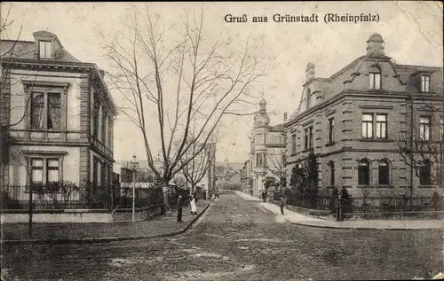 Ak Grünstadt in der Pfalz, Straßenpartie