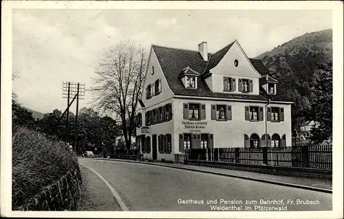 Ak Weidenthal in der Pfalz, Gasthaus Pension zum Bahnhof