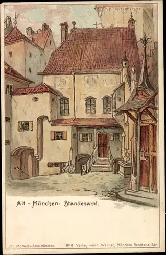 Litho München, Altstadtpartie, Standesamt