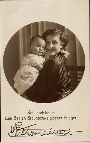 Ak Prinzessin Viktoria Luise von Preußen, Herzogin zu Braunschweig und Lüneburg mit Prinz, Wohlfahrt