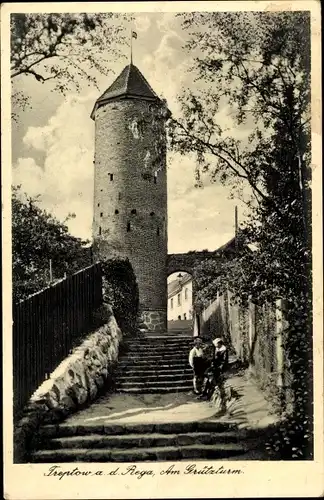 Ak Trzebiatów Treptow an der Rega Westpommern, Partie am Grützturm