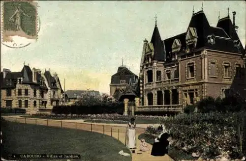 Ak Cabourg Calvados, vue générale des Villas et Jardins