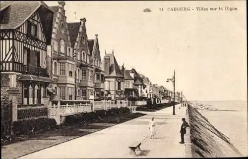 Ak Cabourg Calvados, Villas sur la Digue