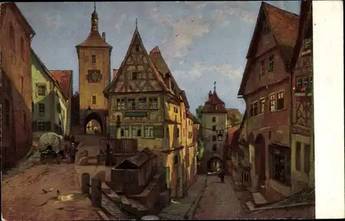 Künstler Ak Rothenburg ob der Tauber Mittelfranken, Stadtpartie