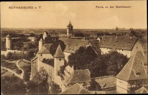Ak Rothenburg ob der Tauber Mittelfranken, Partie an der Stadtmauer