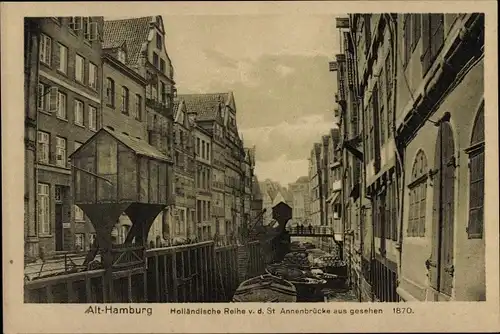 Ak Hamburg Mitte Altstadt, Hollänsiche Reihe von der St Annenbrücke aus gesehen 1870