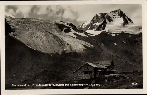 Ak Neustift Stubaier Alpen Tirol, Dresdner Hütte, Schaufelspitze, Gletscherzunge