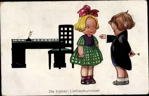 Ak Sie haben Liebeskummer, Kinder als Erwachsene, Mädchen beim Arzt