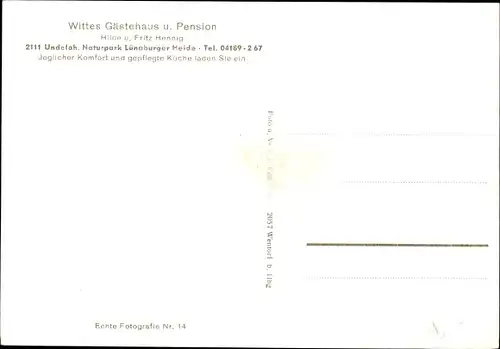 Ak Undeloh in der Lüneburger Heide, Wittes Gasthaus u. Pension