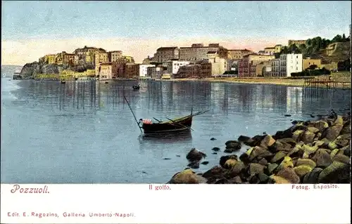 Ak Pozzuoli Campania, Il golfo, Blick auf die Stadt, Boot
