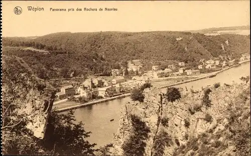 Ak Wépion Wallonien Namur, Panorama pris des rochers de Neuvlau