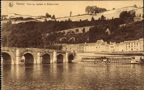 Ak Namur Wallonien, Pont de Jambes et Bateau-Luxe