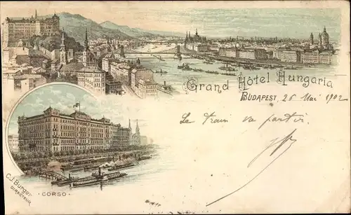 Litho Budapest Ungarn, Grand Hotel Hungaria