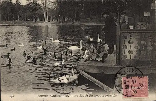 Ak Paris XVI. Arrondissement Passy, Au Bois de Boulogne, Le Grand Lac