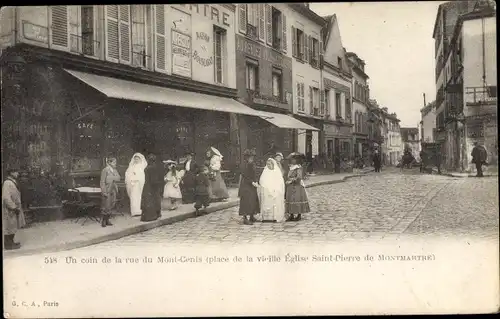 Ak Paris XVIII. Arrondissement Buttes-Montmartre, Un coin de la rue du Mont Cenis