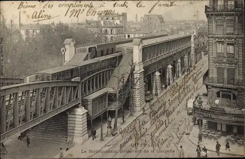 Ak Paris XVIII. Arrondissement Buttes-Montmartre, Le Metropolitain, Boulevard de la Chapelle