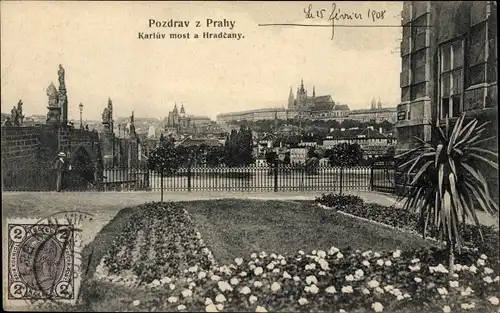 Ak Praha Prag Tschechien, Karluv most a Hradcany