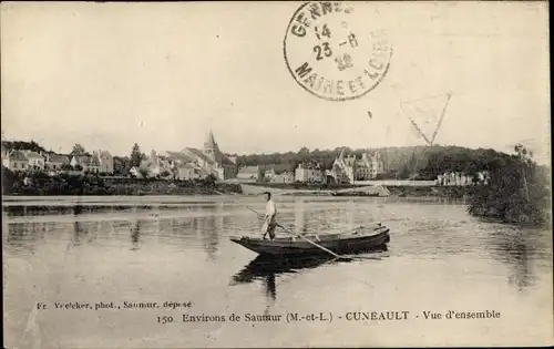 Ak Saumur Maine et Loire, Cuneault, Vue d'ensemble, Ruderpartie