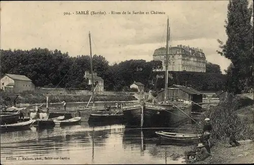 Ak Sablé sur Sarthe, Rives de la Sarthe, Le Chateau