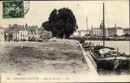 Ak Château Gontier sur Mayenne, Quai de Lorraine